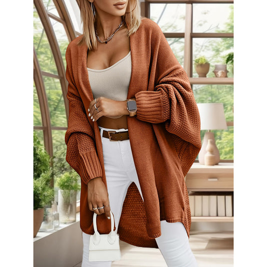 Women’s Loose Long Cardigan Sweater – Solid Color Casual Coat